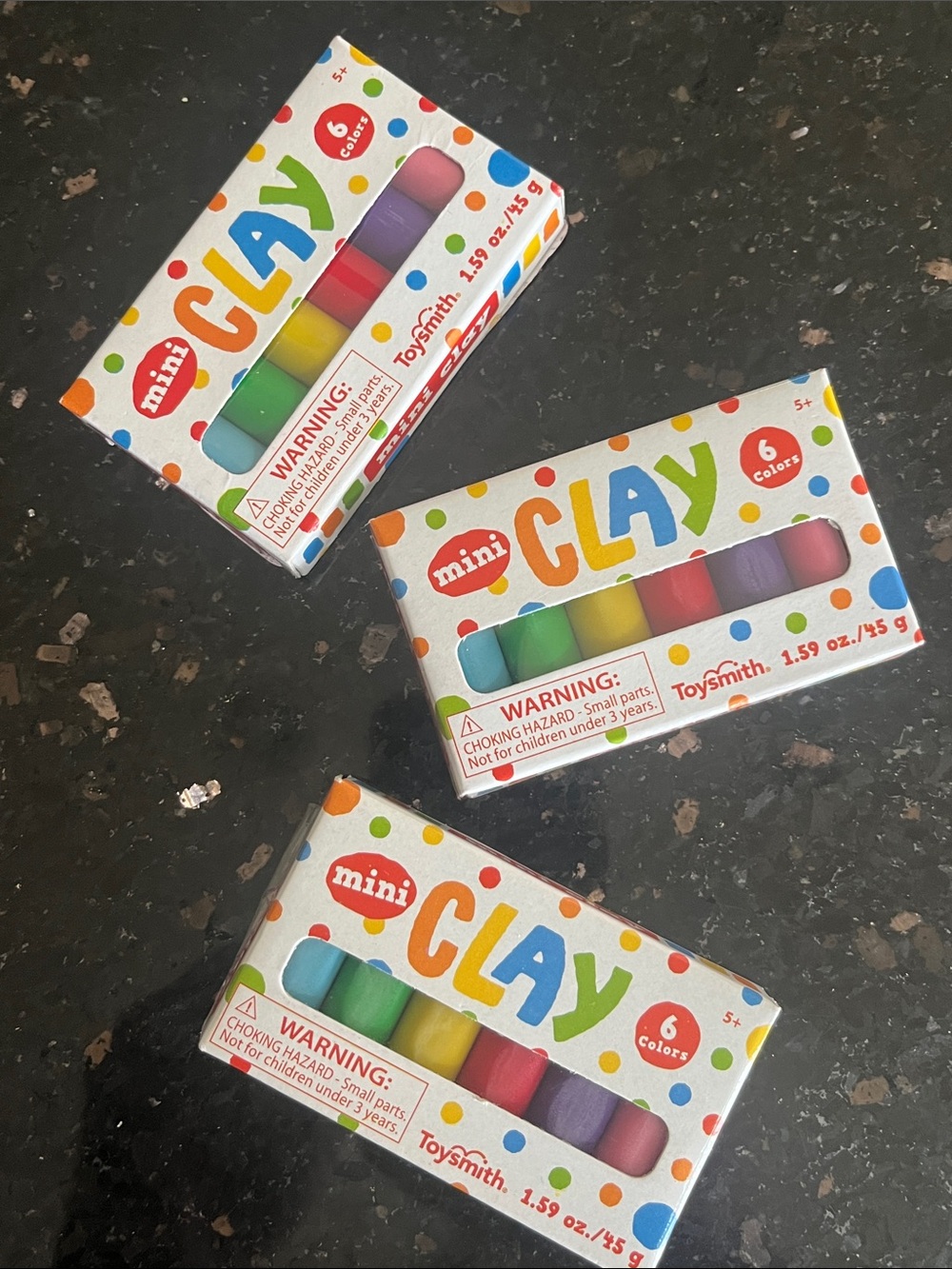 Set of 3 Toysmith Mini CLAY 6-Color Pack -Red, Yellow, Green, Blue, Purple, Pink